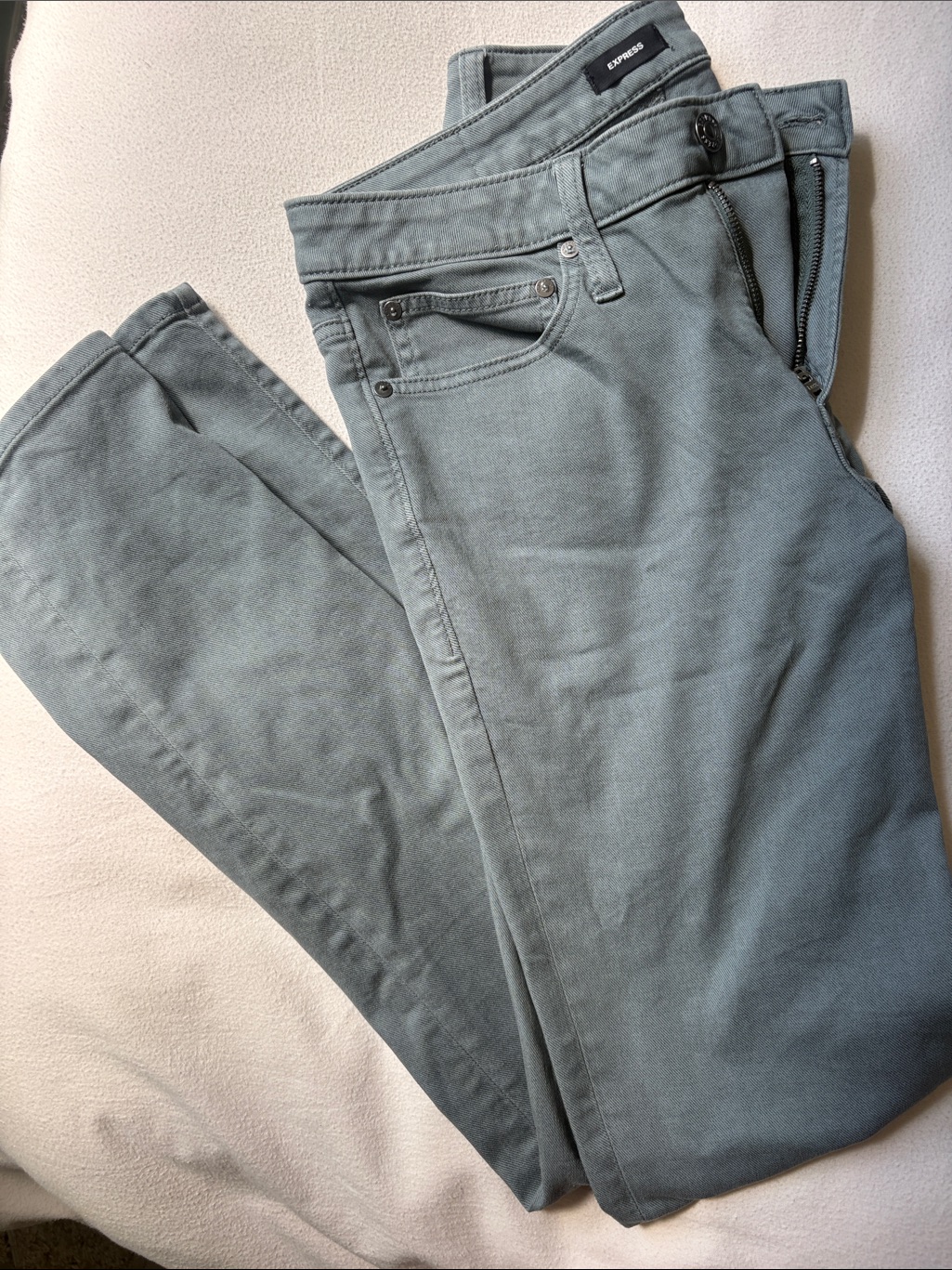 Express Mens Skinny Jeans In Slate Green